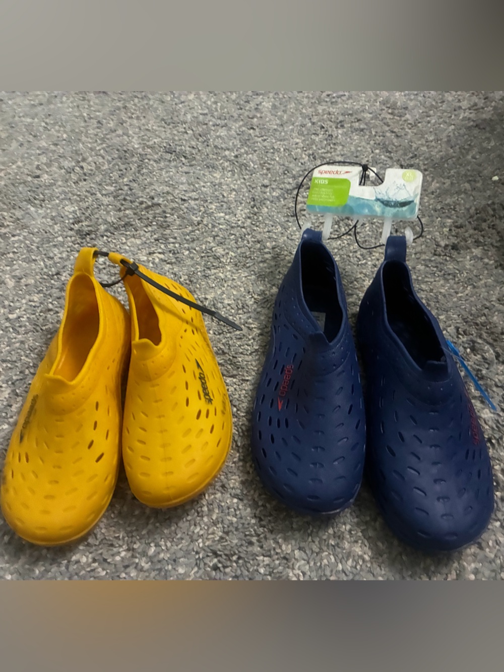 Speedo Kids Water Shoes in Yellow and Navy Blue - Slip-On Swim Shoes